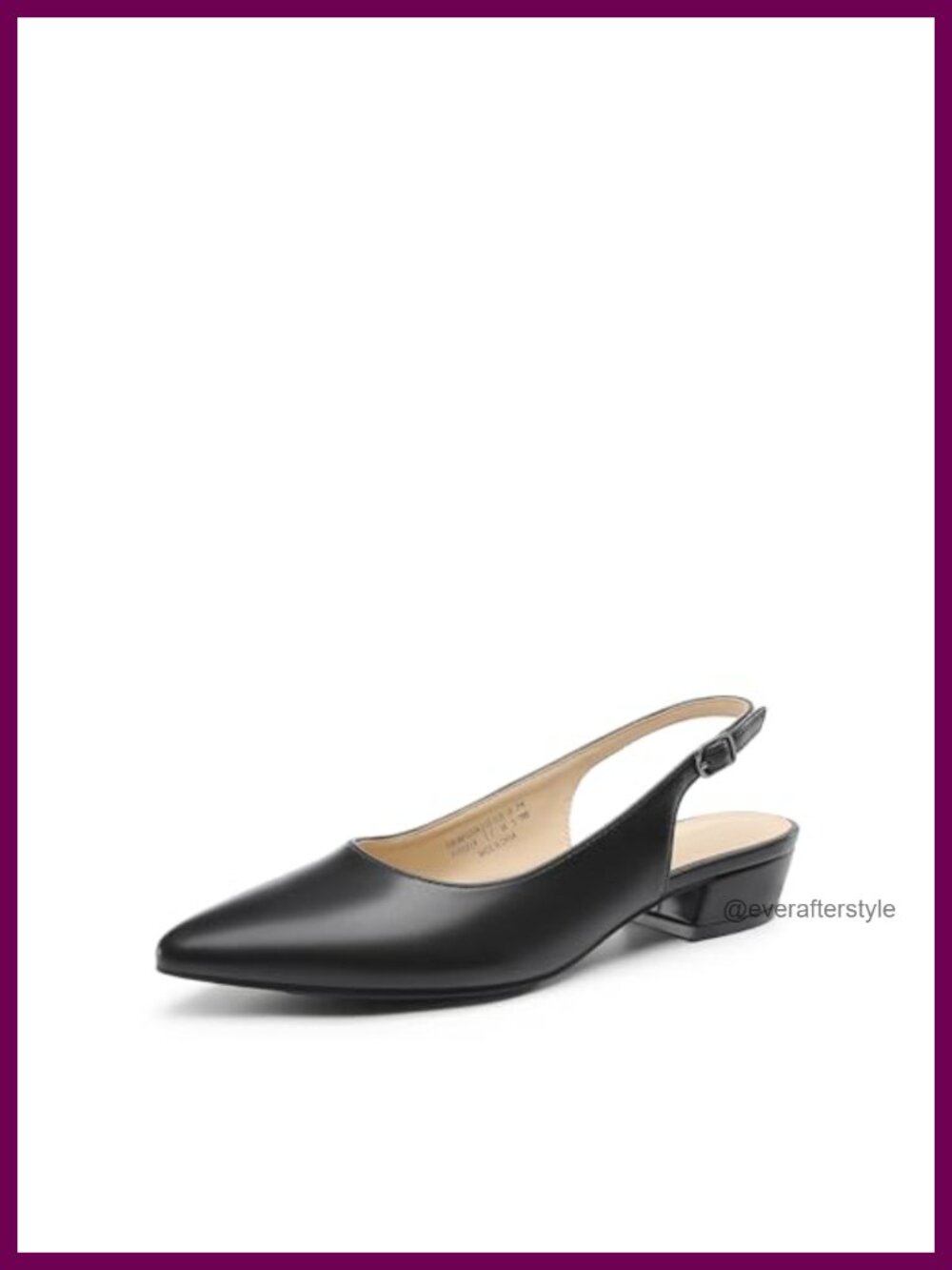 Slingback Pumps Pointed Toe Block Heel Faux Leather Shoes